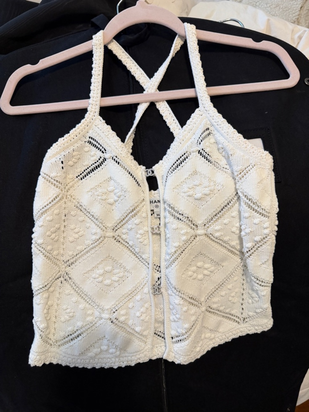 Chanel Knitted White Top with Chanel buttons